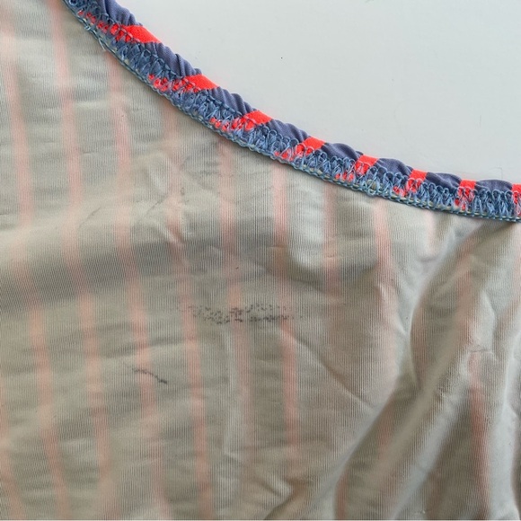 SOLID & STRIPED 2pcs Swimsuit Sz L Orange/Lilac Striped Tie Front Retro Stretchy - Picture 9 of 9